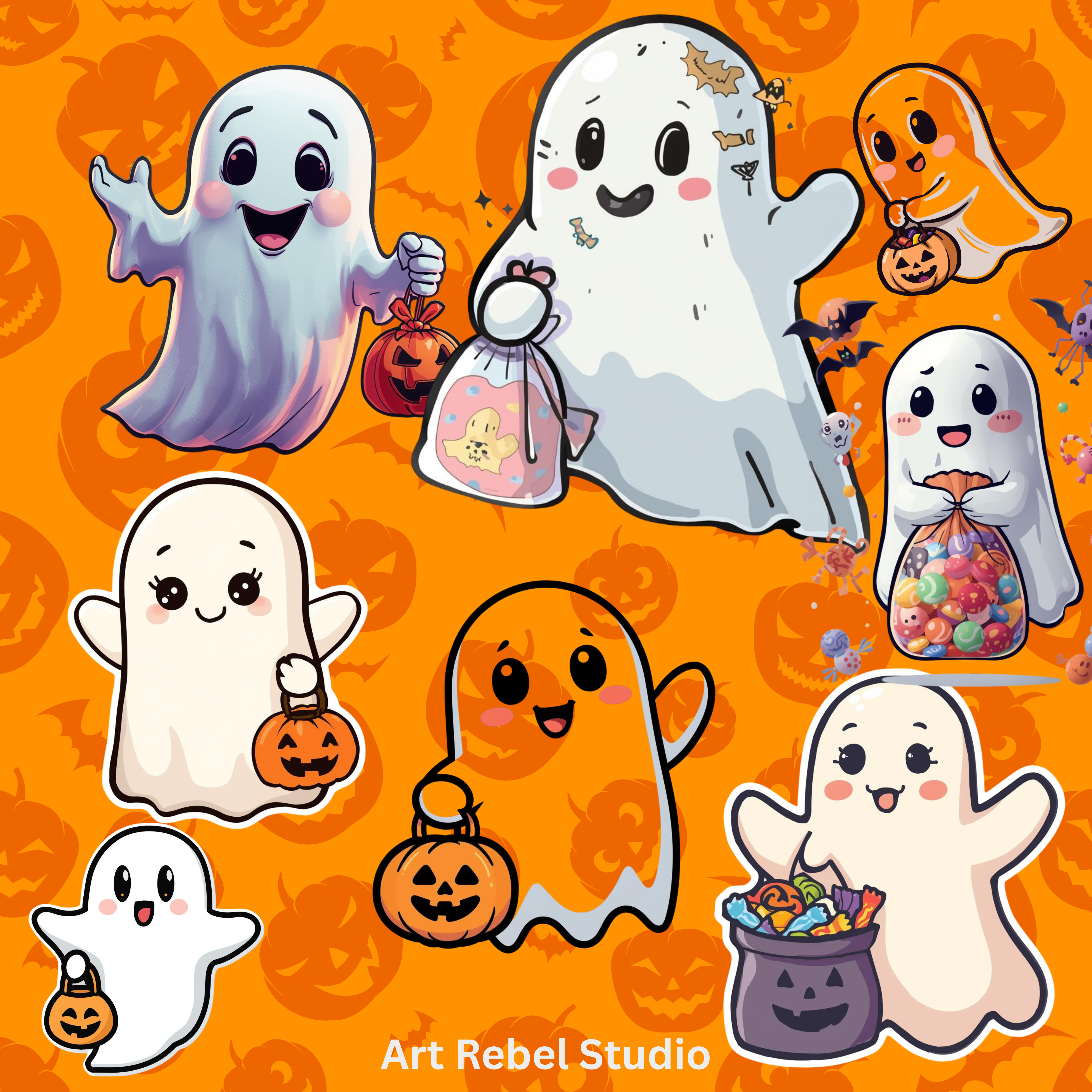 Cute Halloween Ghost Sticker Set