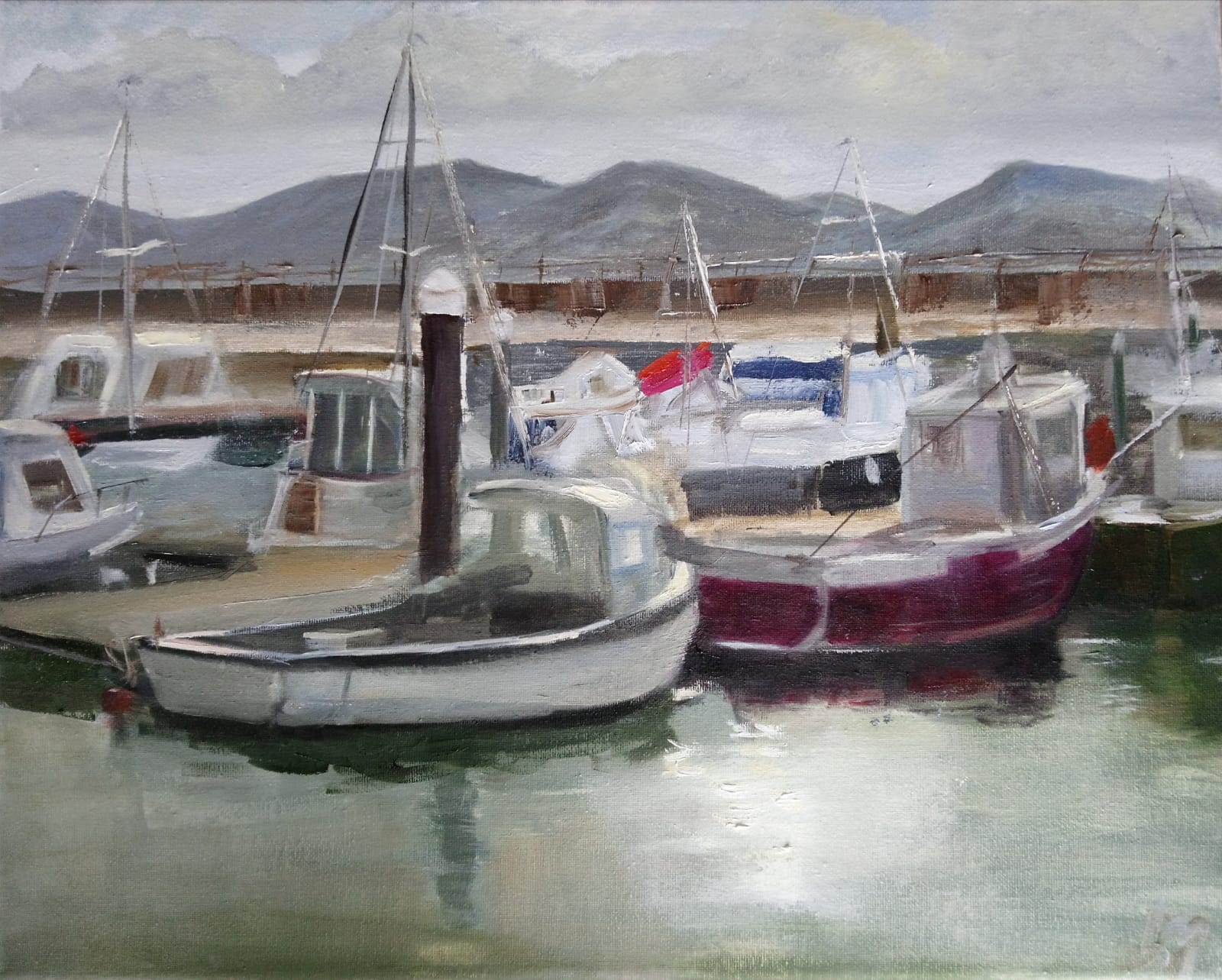 Harbour Boats Oil Painting