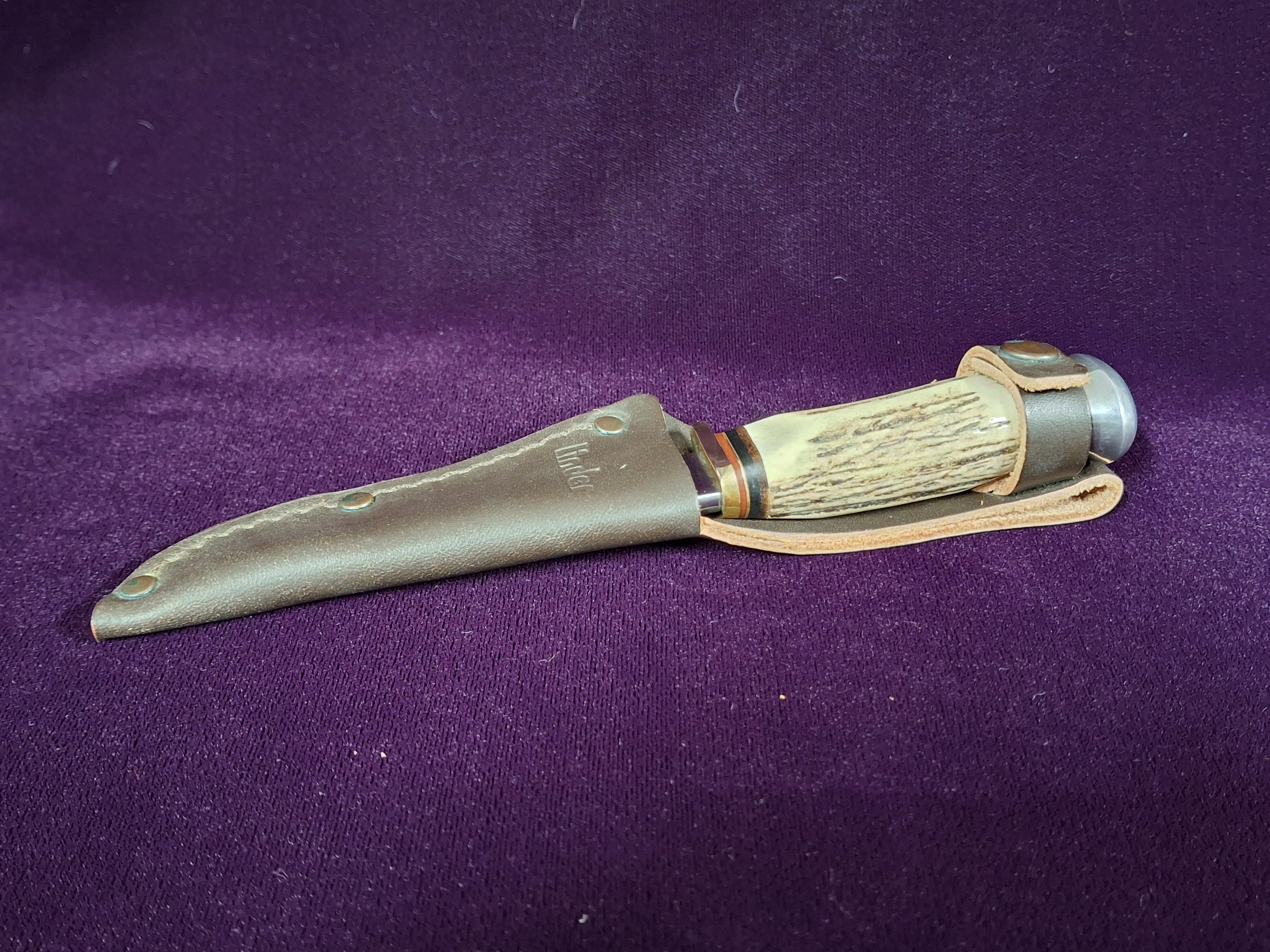 Linder Jagdnicker Hunter Hunting Knife with Leather Sheath