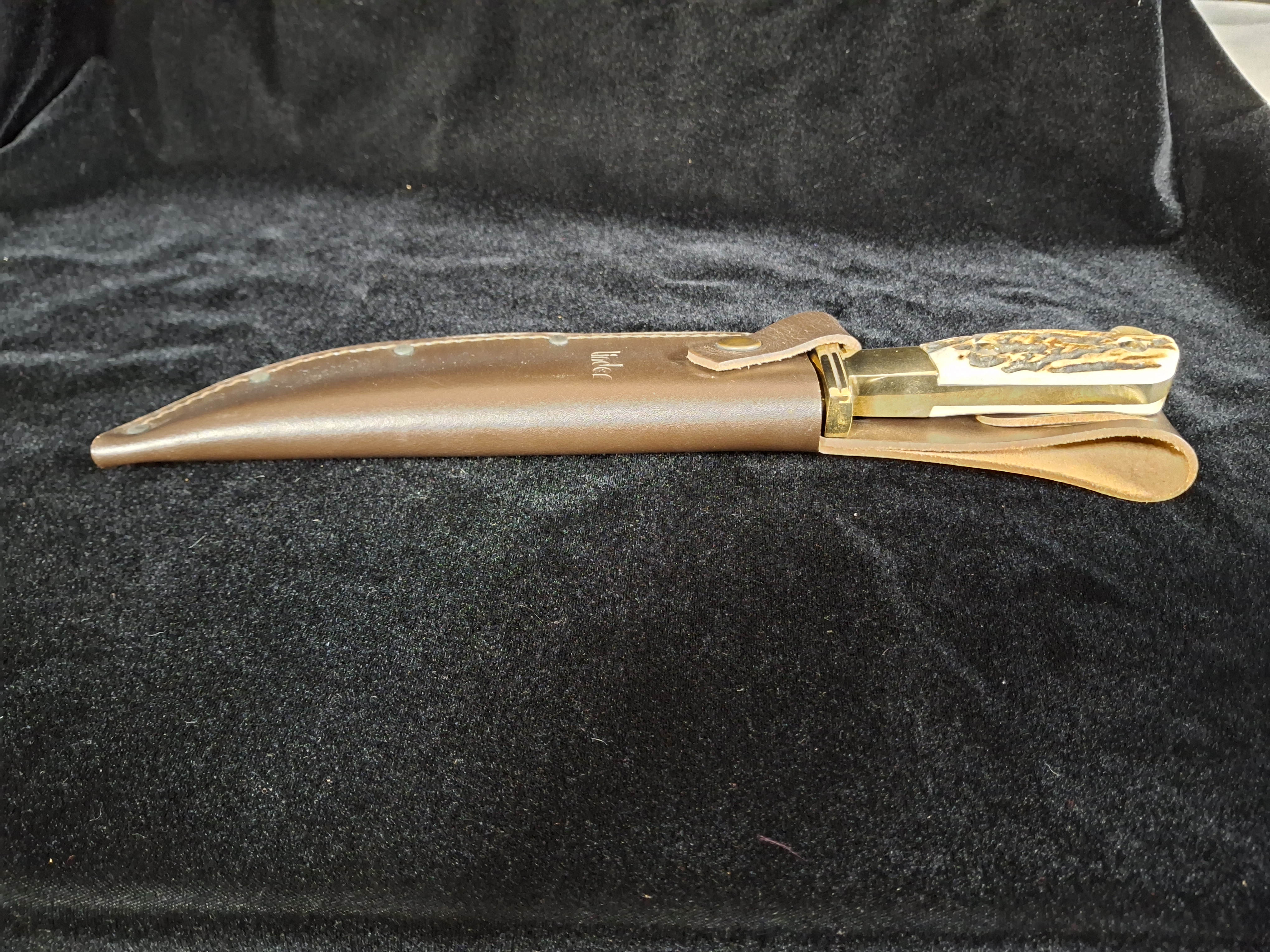 Linder Engraved Skinner Bowie Knife with Sheath