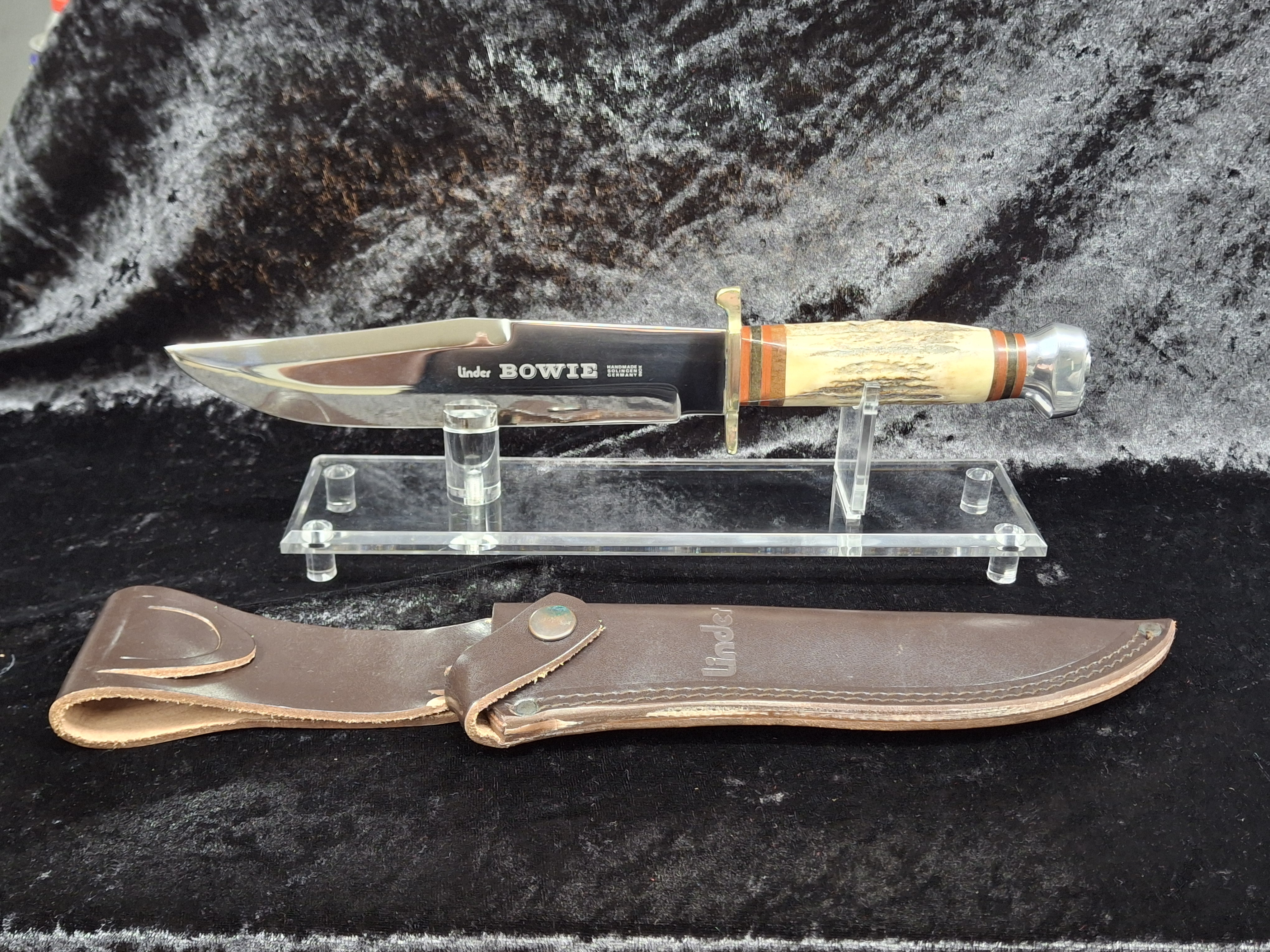 Vintage Linder Stag Handle Bowie Knife