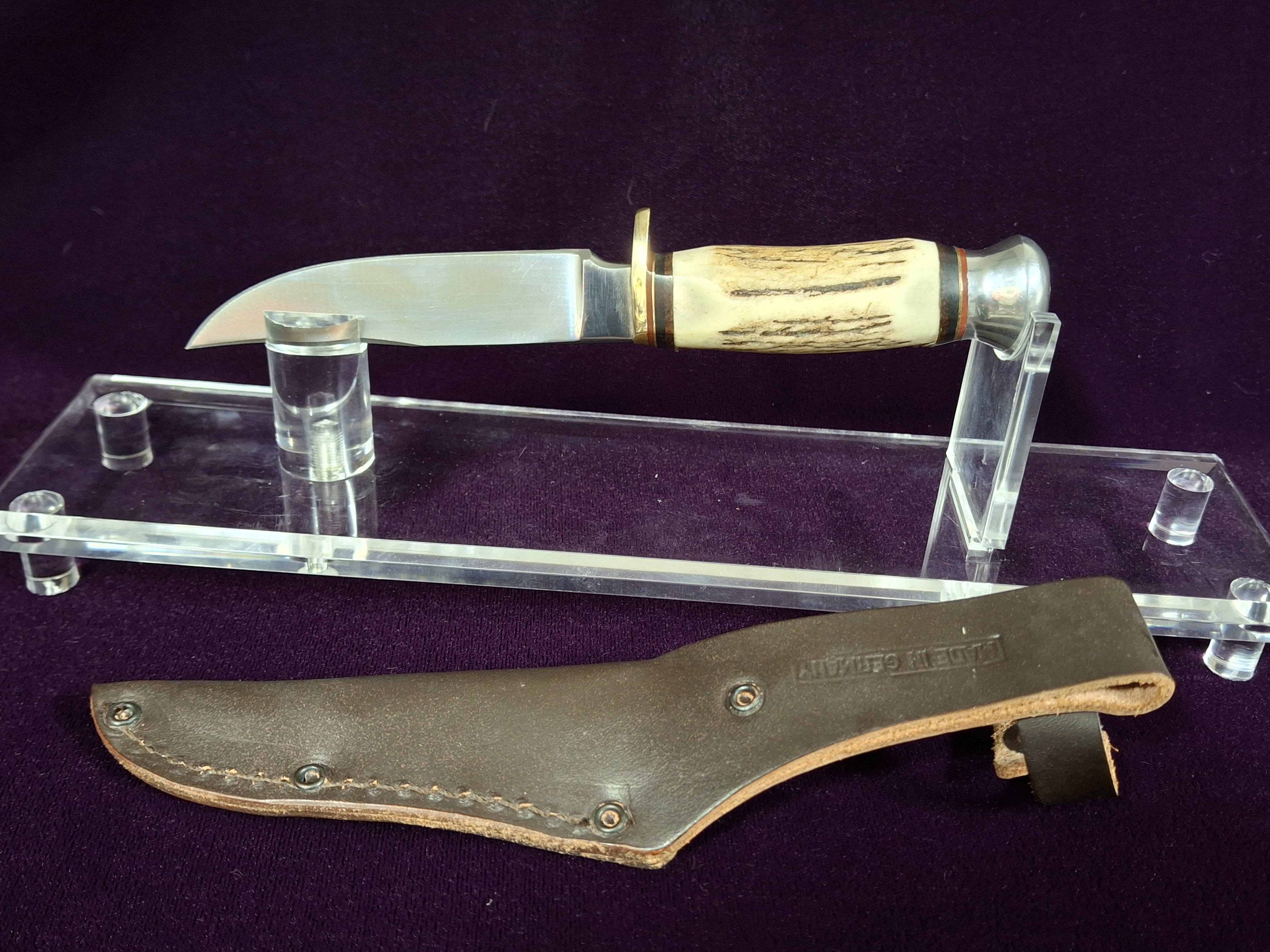 Linder Jagdnicker Hunter Hunting Knife with Leather Sheath