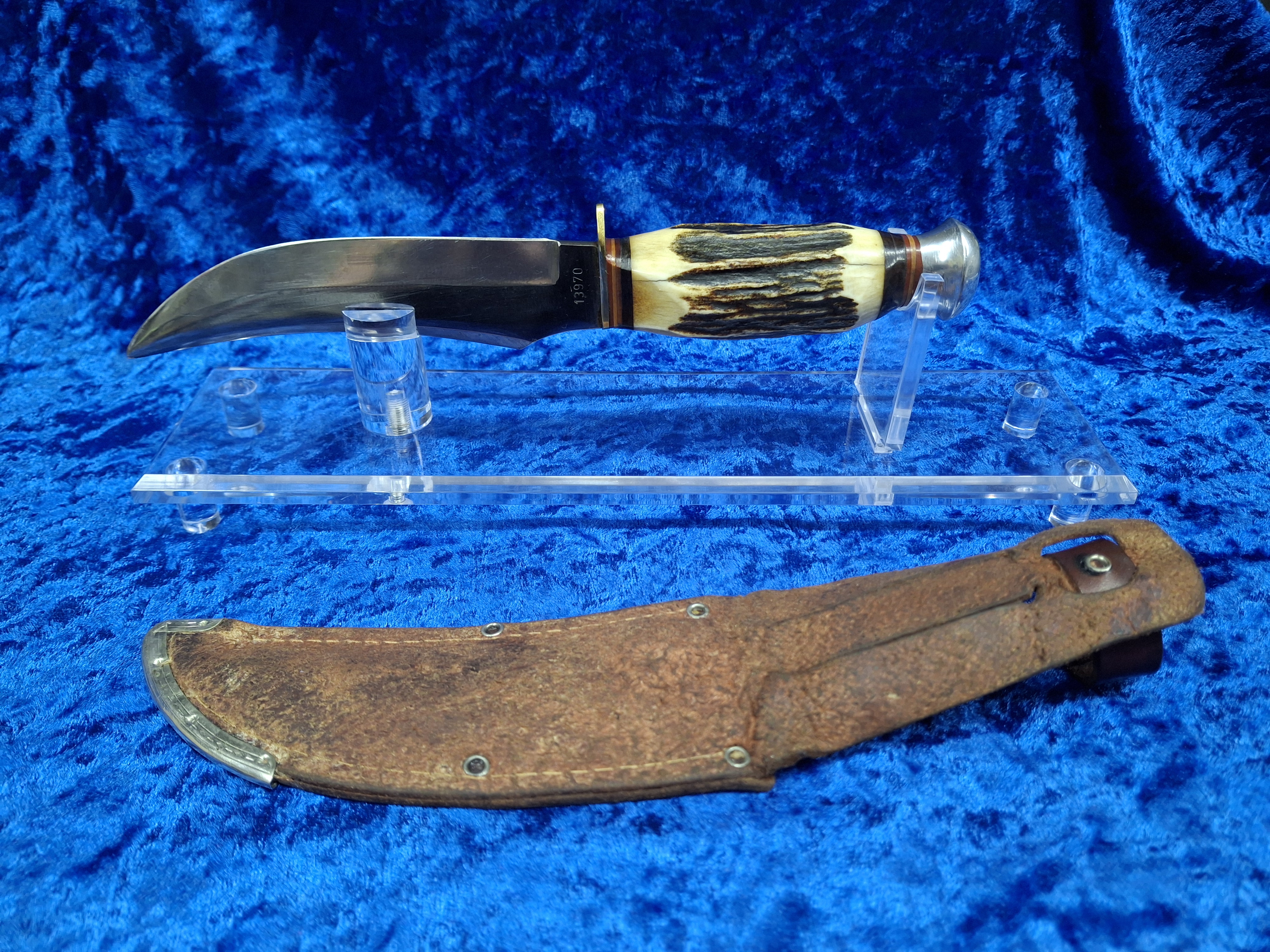 Vintage PIC Brand Stag Handle Bowie Knife