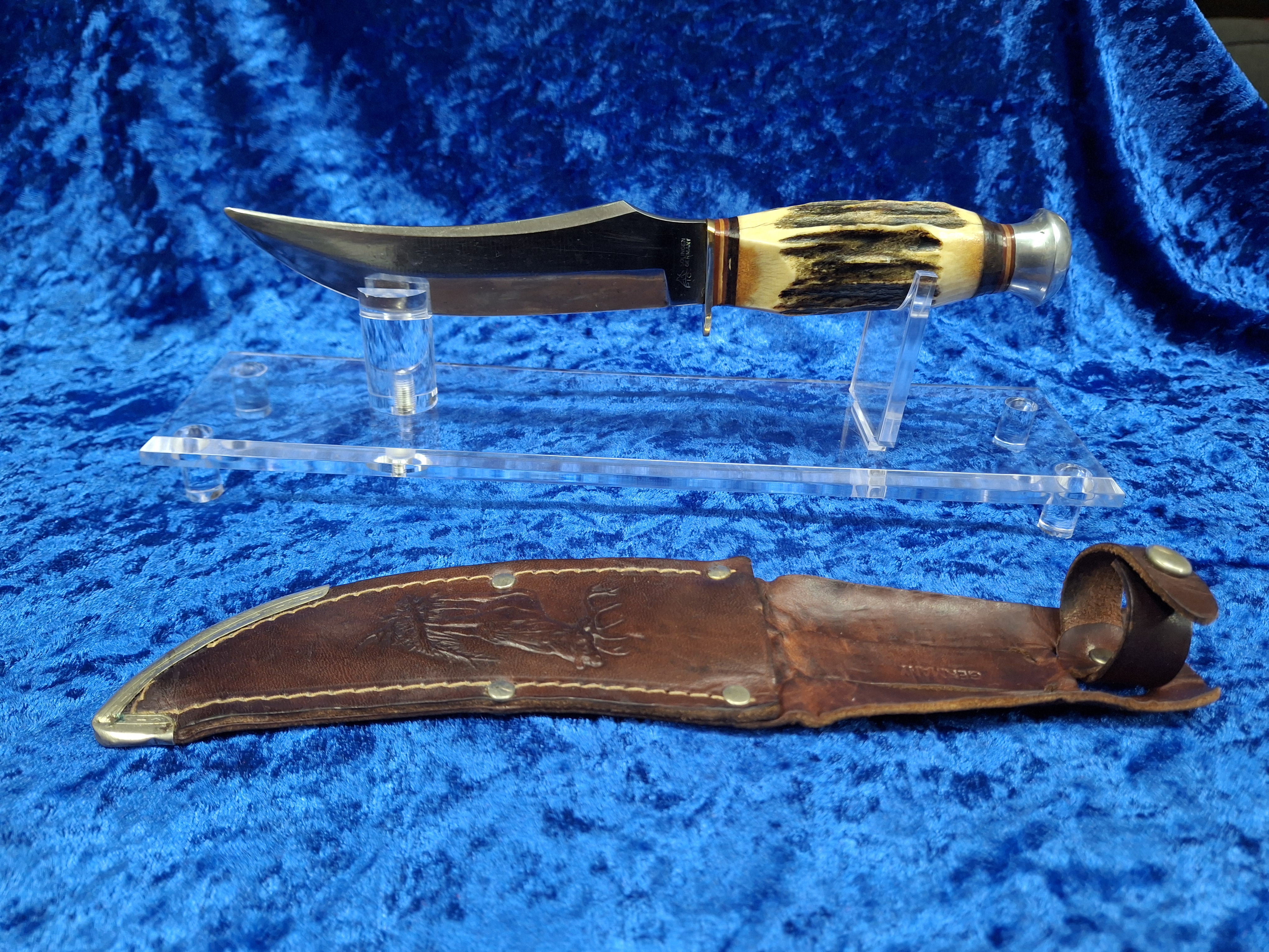 Vintage PIC Brand Stag Handle Bowie Knife