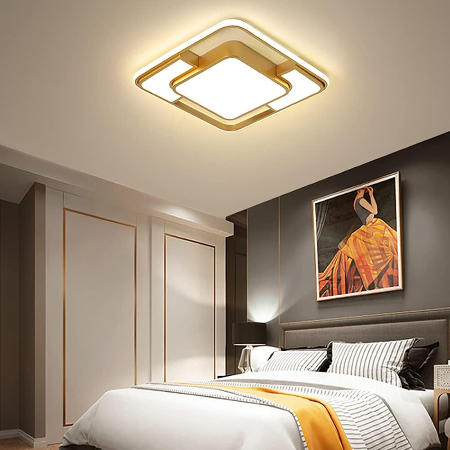 Luminária de teto quadrada dourada CL-051-GD