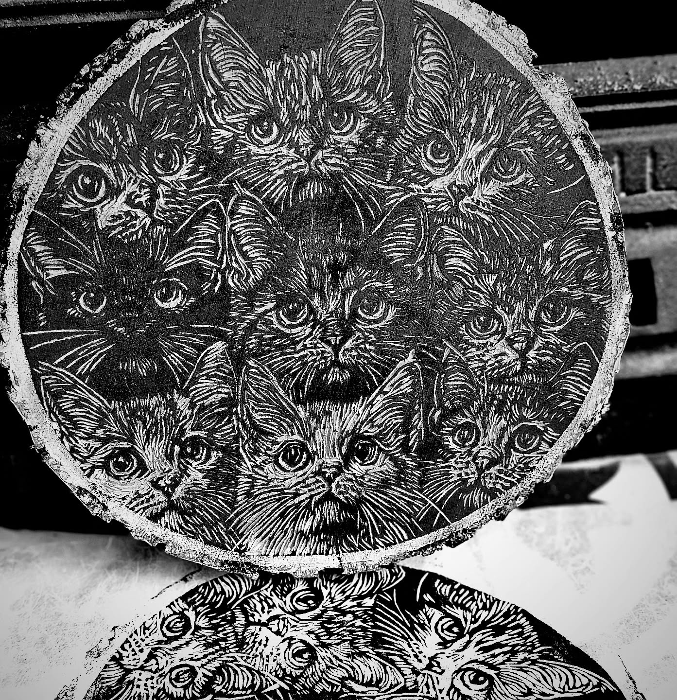 Cats Woodcut
