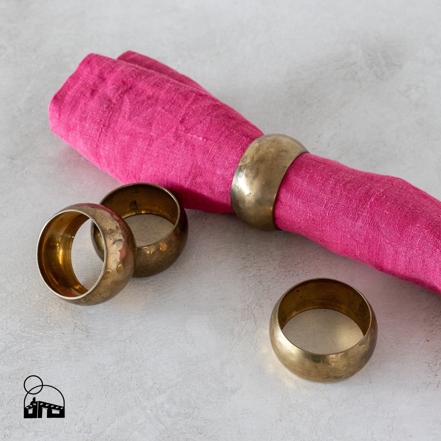 Vintage Brass Napkin Rings - Set of 4