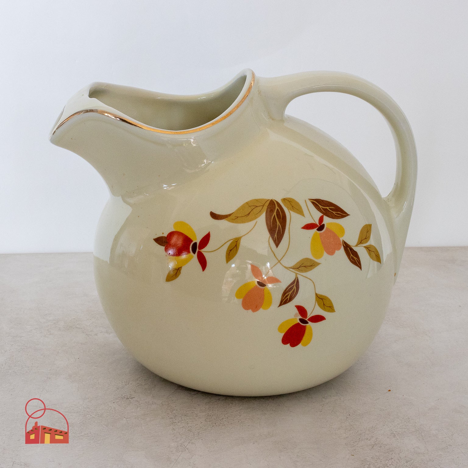 Hall China Autumn Leaf Pattern Ceramic Pitcher