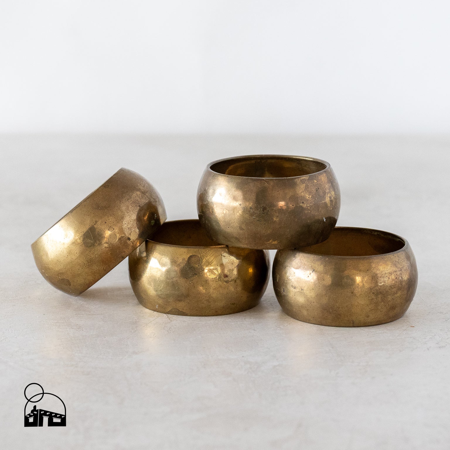 Vintage Brass Napkin Rings - Set of 4