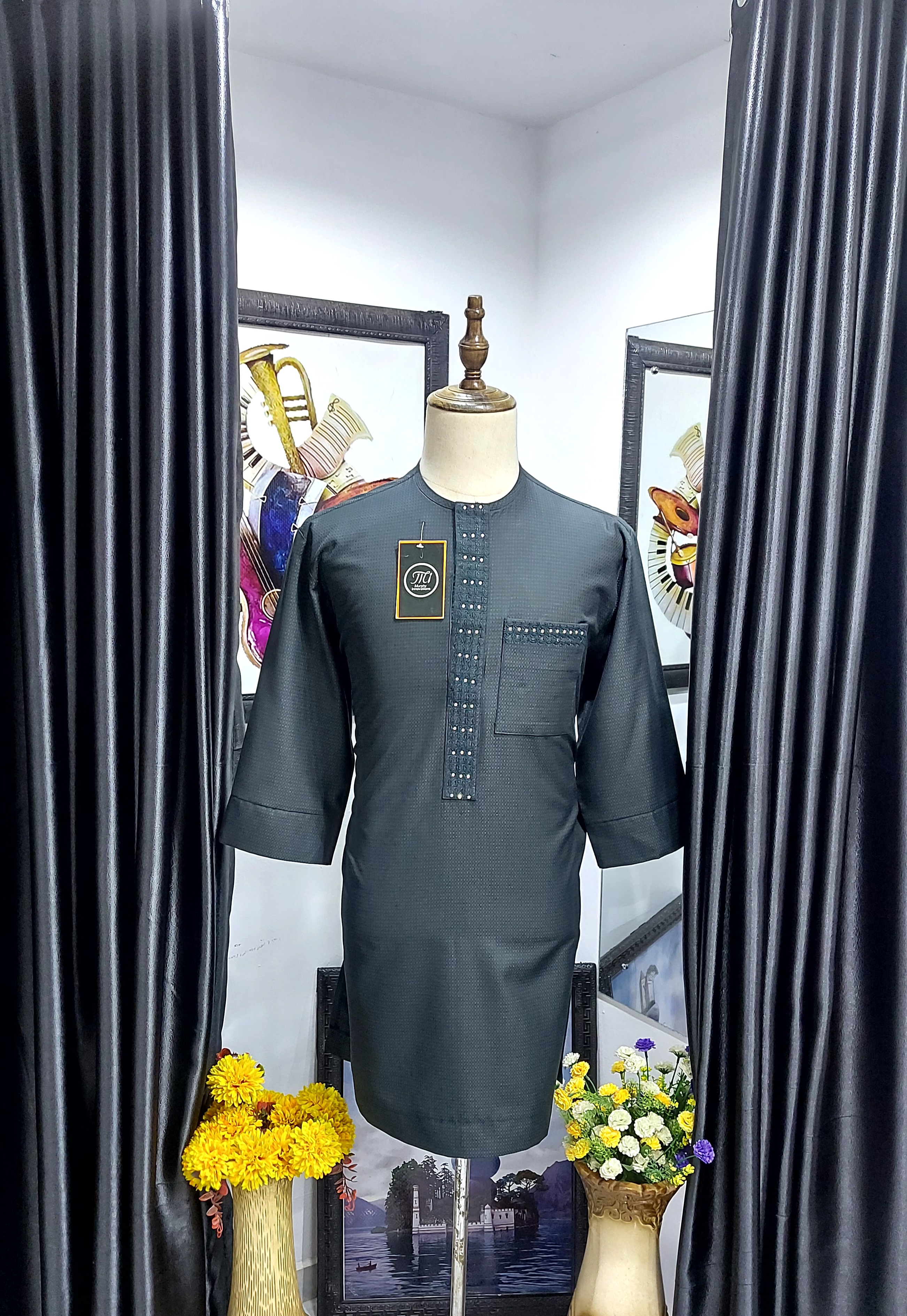 Men's Black Kurta