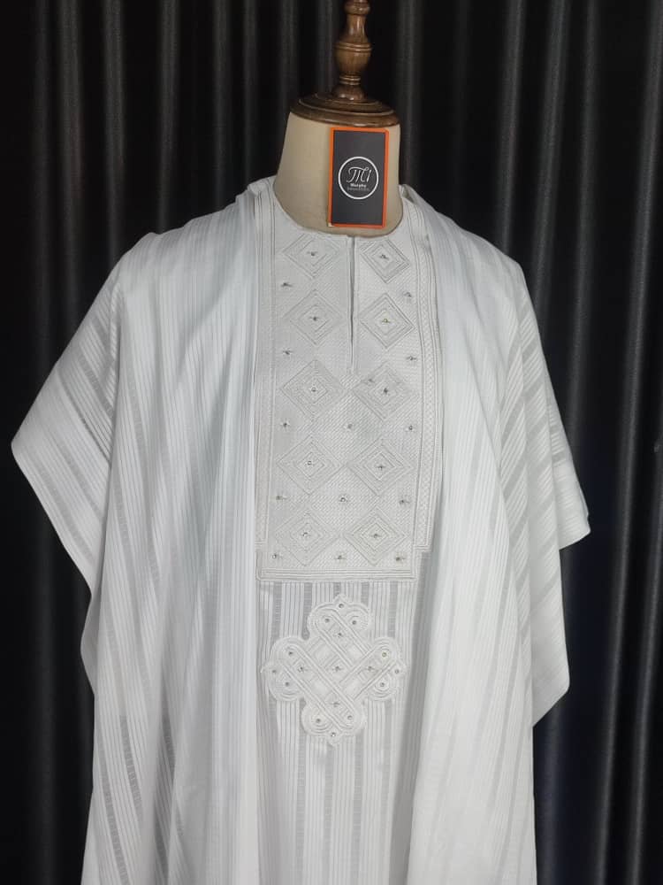 Traditional White Agbada Outfit