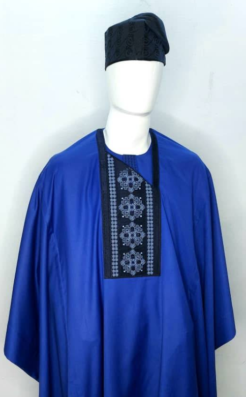 Royal Blue Agbada with Cap