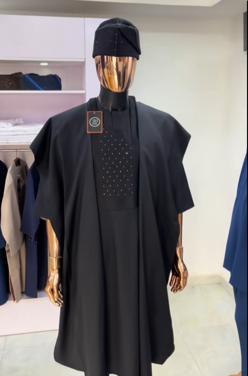 Traditional Black Agbada Attire