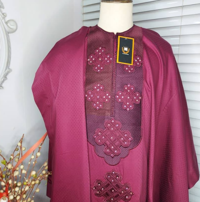 Embroidered Burgundy Agbada