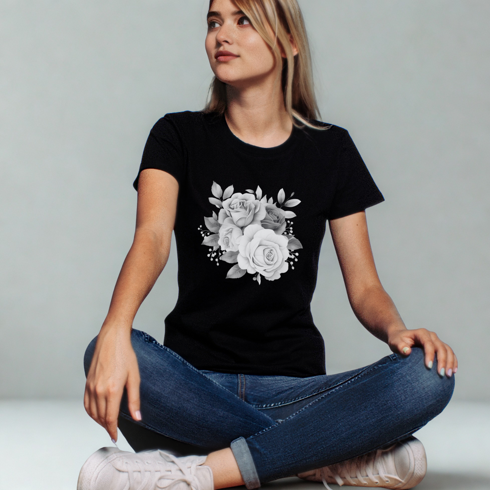 Floral Roses T-Shirt | Organic Cotton