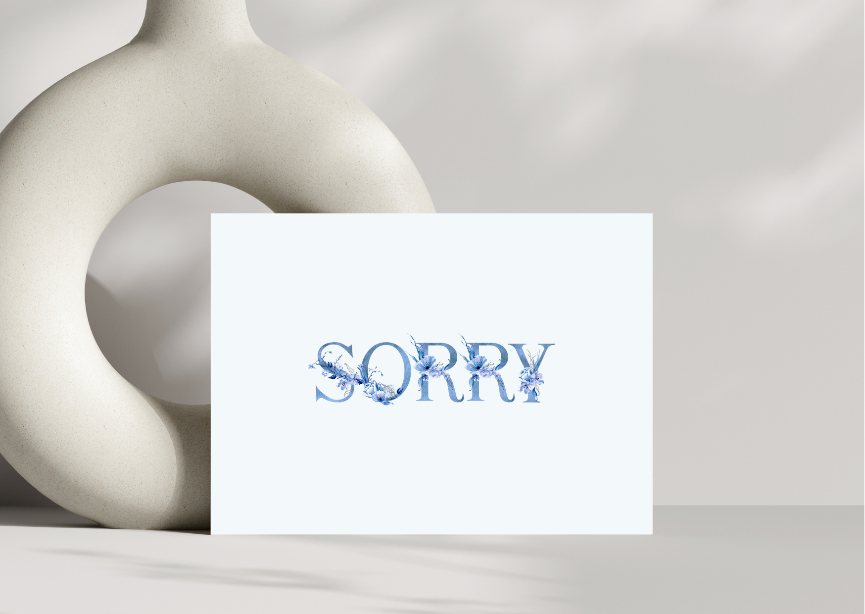 Blue Floral Sorry Card Pack of 6