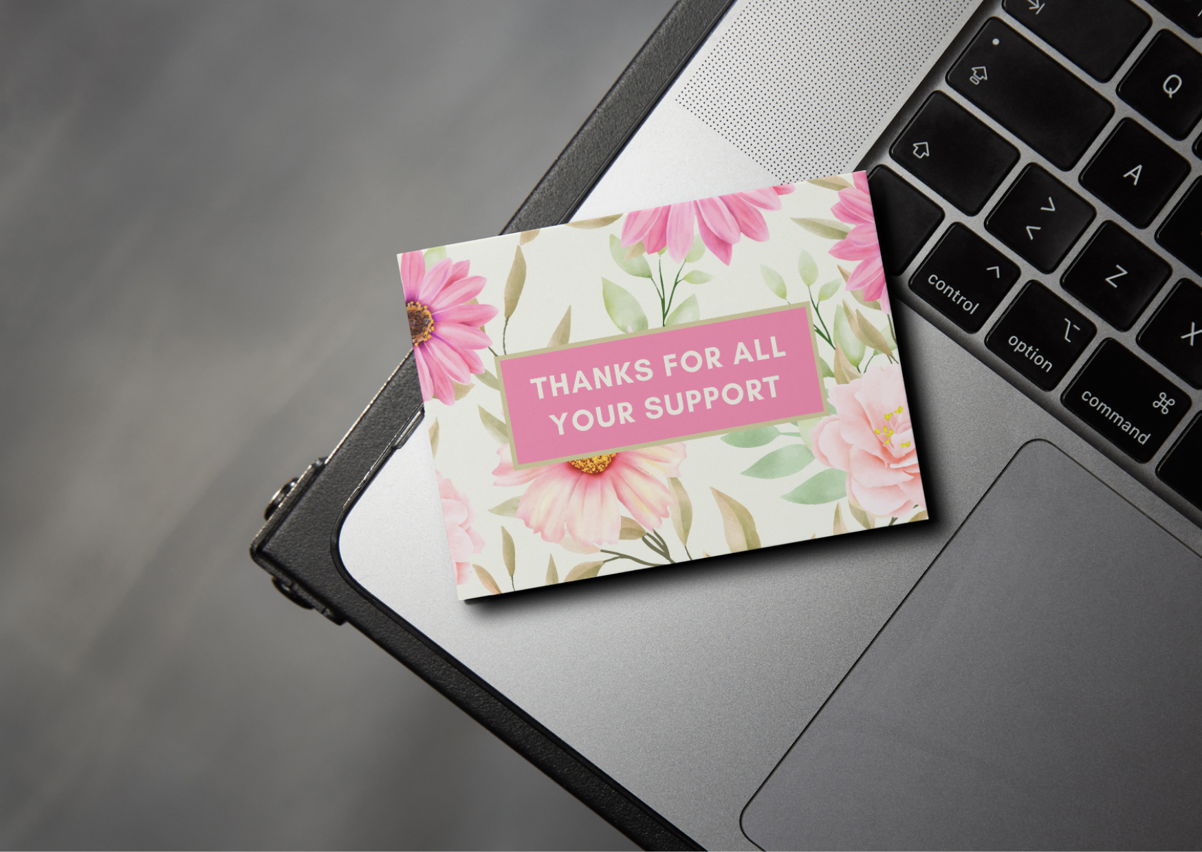 Floral Thanks For All Your Support Pack of 6 Note Cards