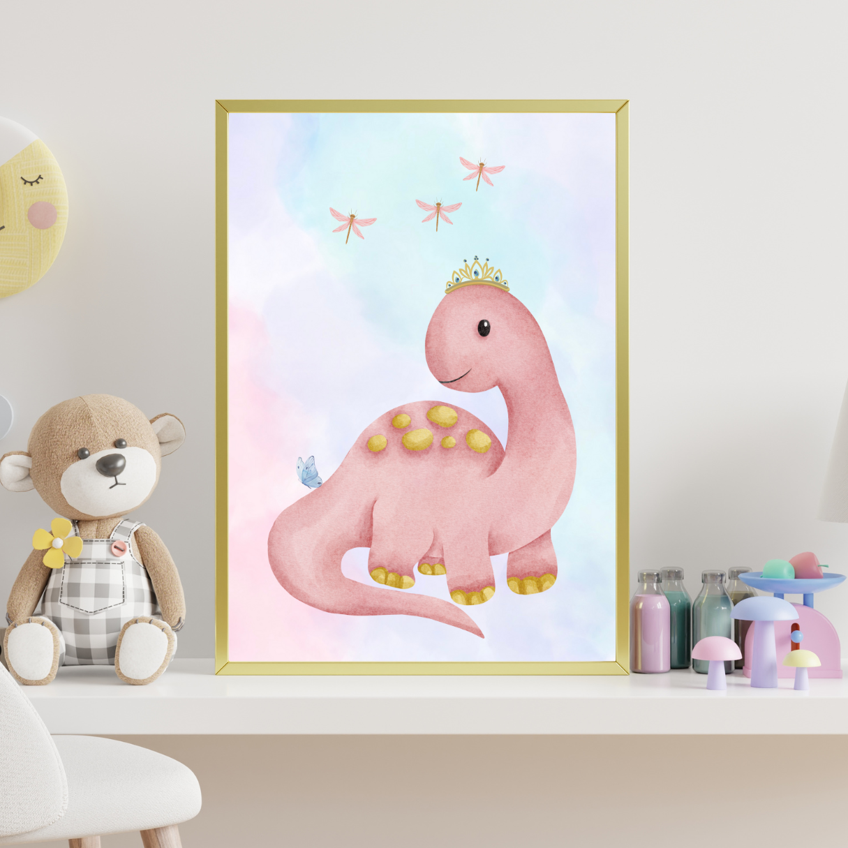 Princess Dinosaur Nursery Poster
