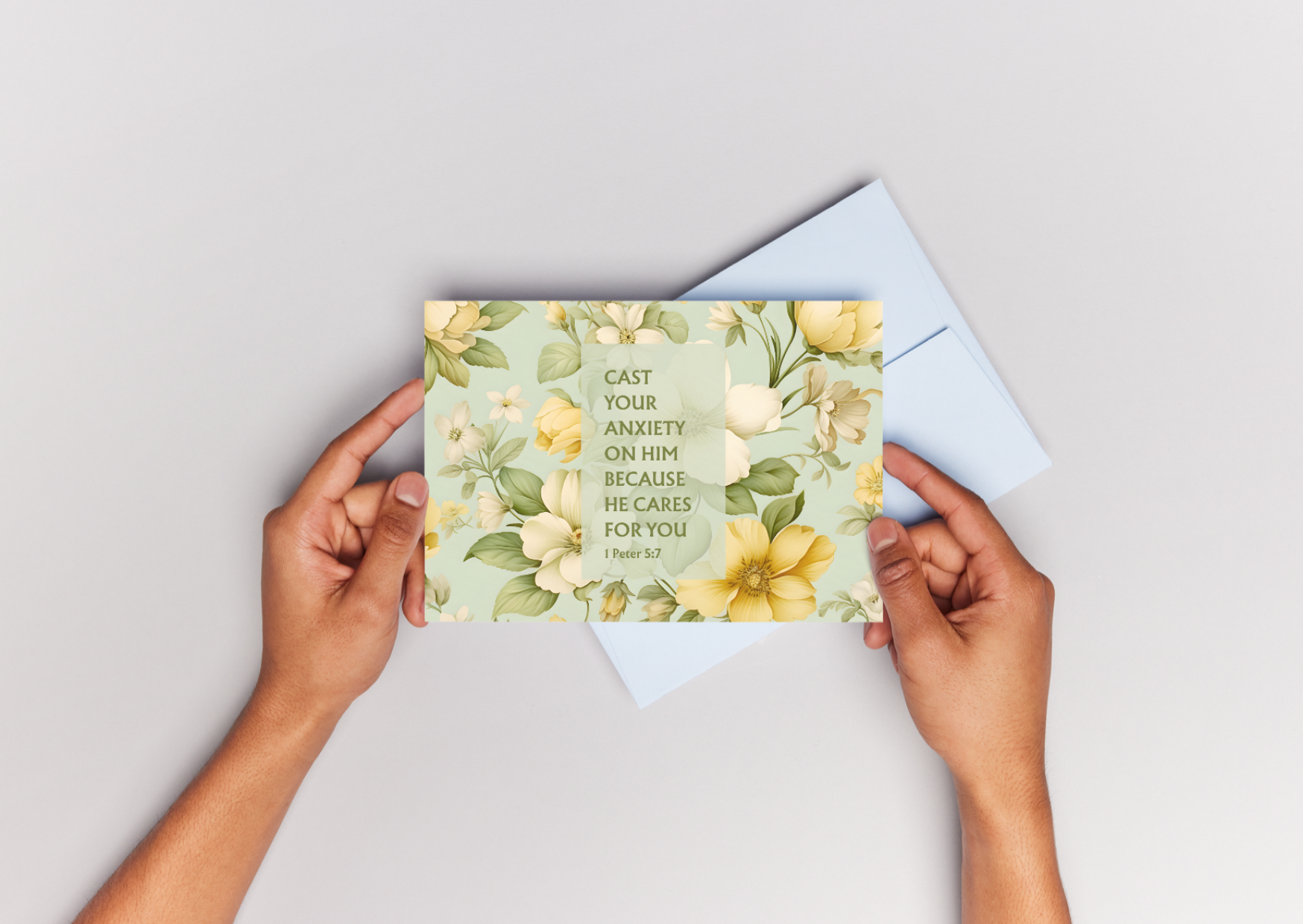 1 Peter 5:7 Floral Scripture Pack of 6 Note Cards