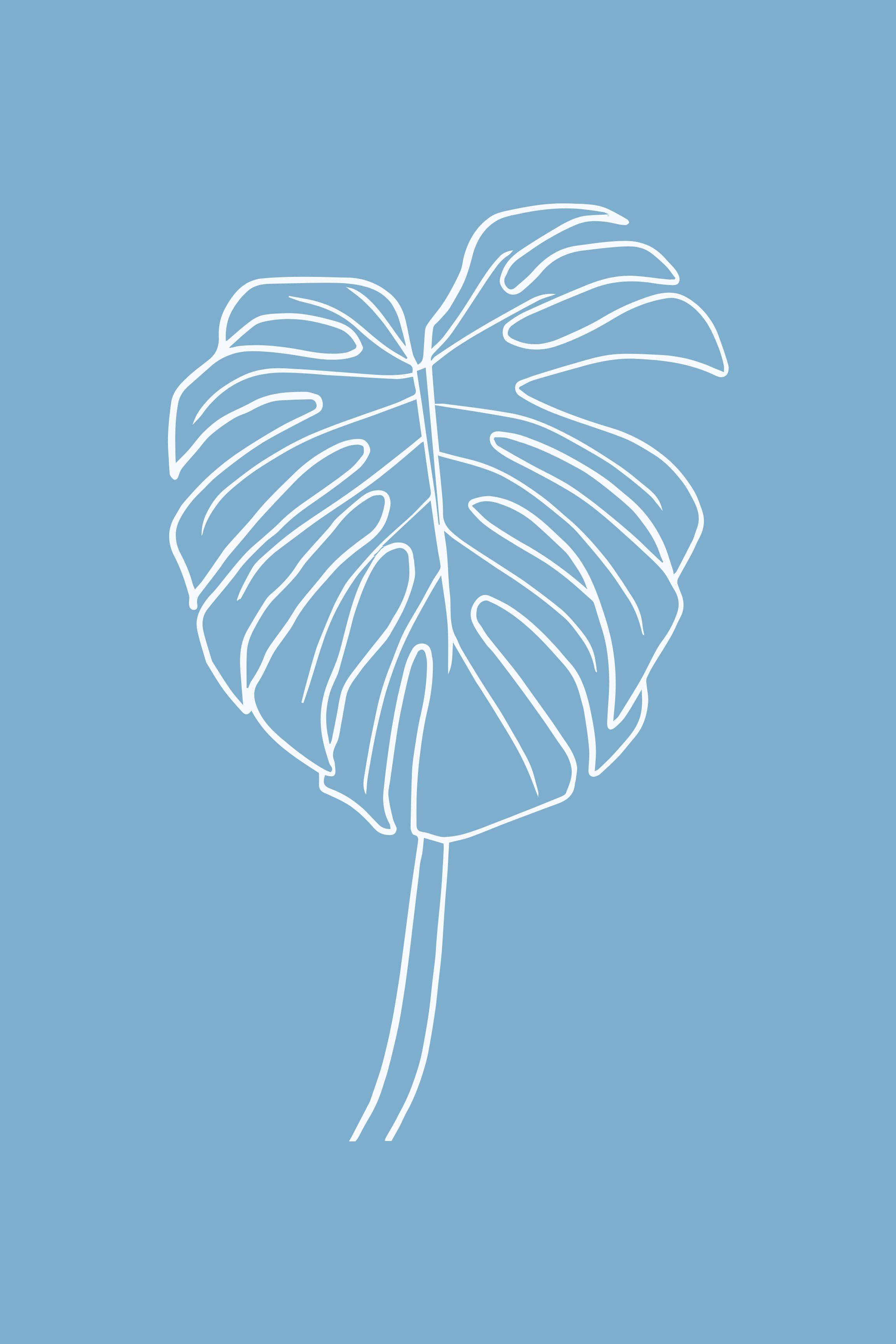 Minimalist Leaf Art Prints with Teal Background