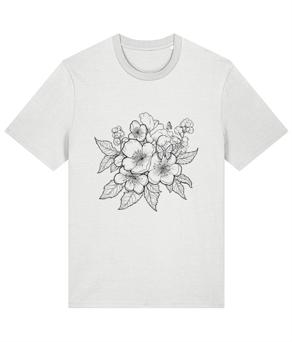 Floral Graphic Design White T-Shirt