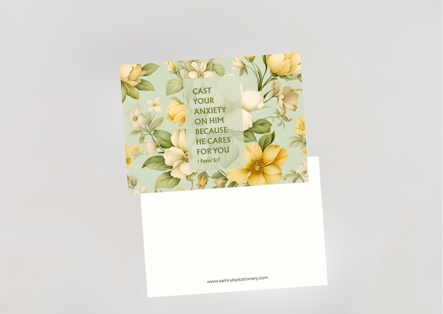 1 Peter 5:7 Floral Scripture Pack of 6 Note Cards