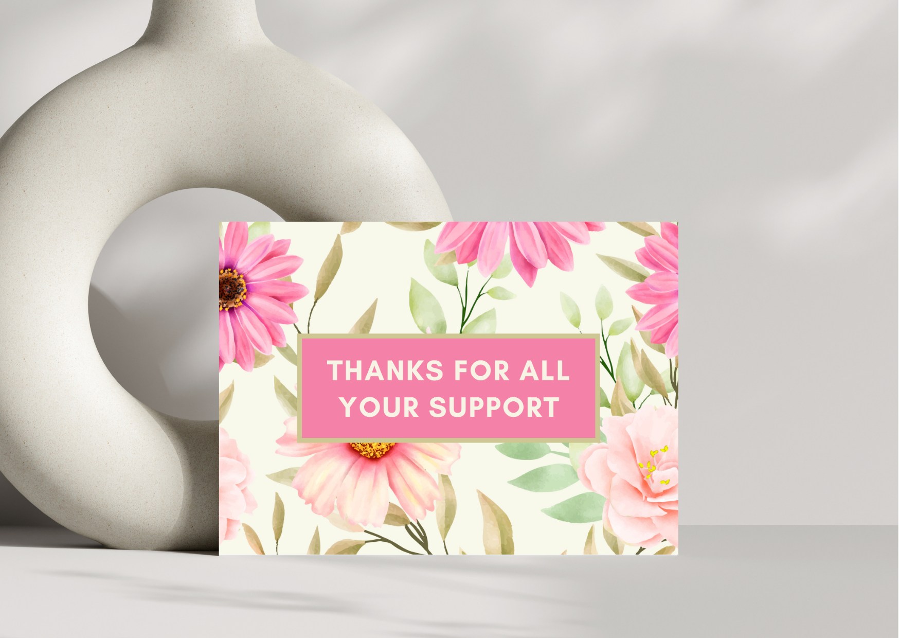 Floral Thanks For All Your Support Pack of 6 Note Cards