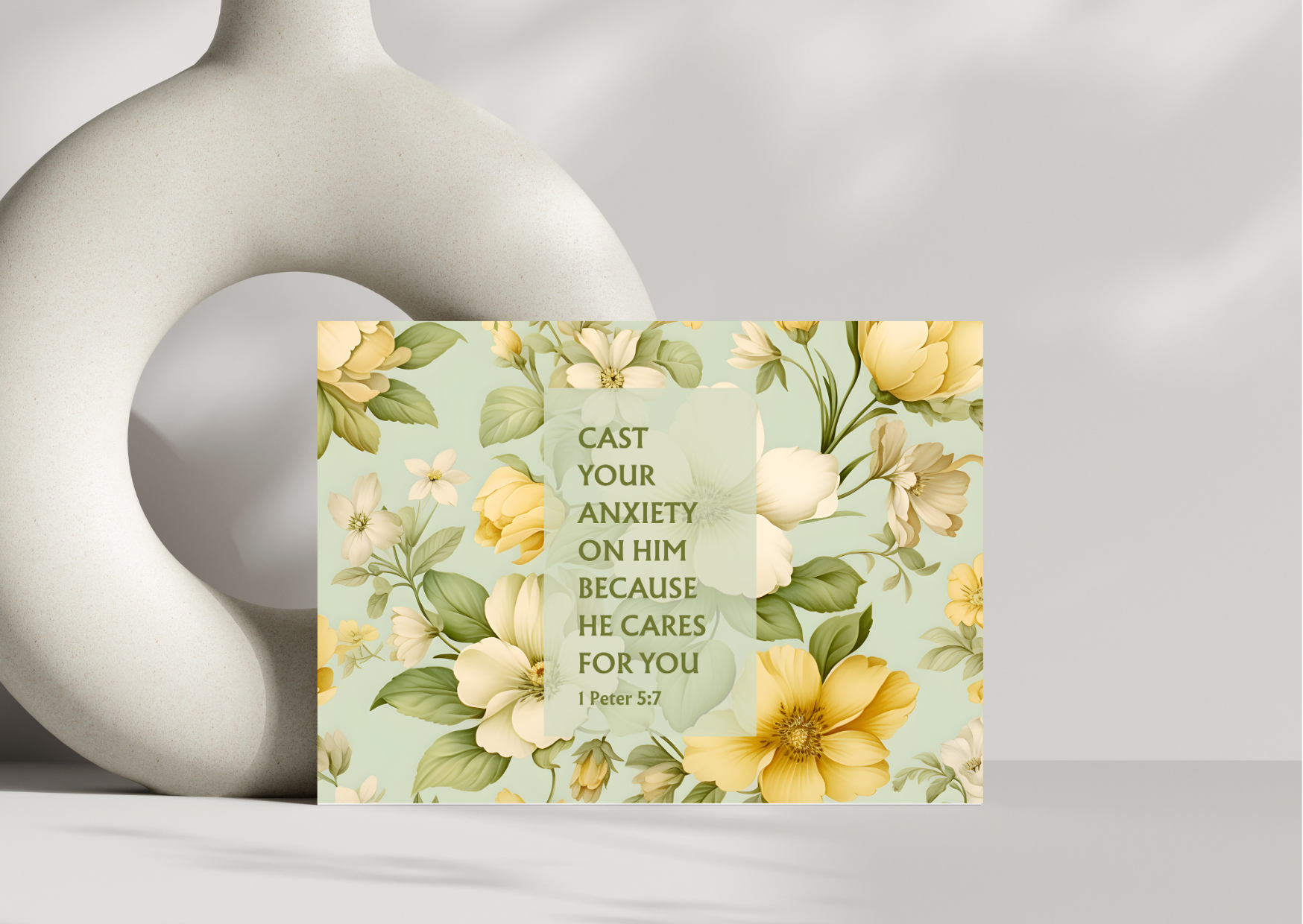 1 Peter 5:7 Floral Scripture Pack of 6 Note Cards