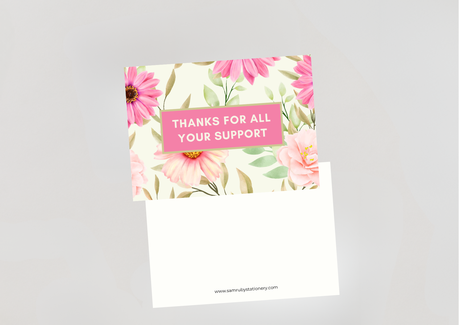 Floral Thanks For All Your Support Pack of 6 Note Cards