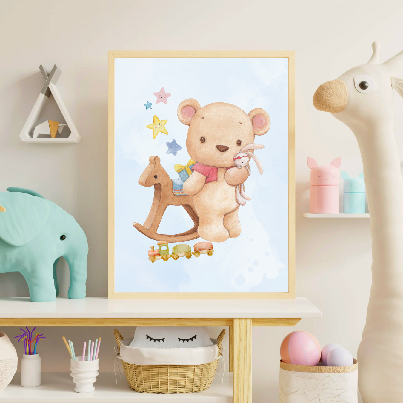 Teddy Bear Rocking Horse Poster
