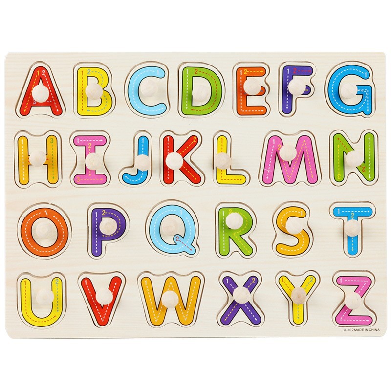 A-Z Uppercase Alphabet Learning Wooden Peg Puzzle