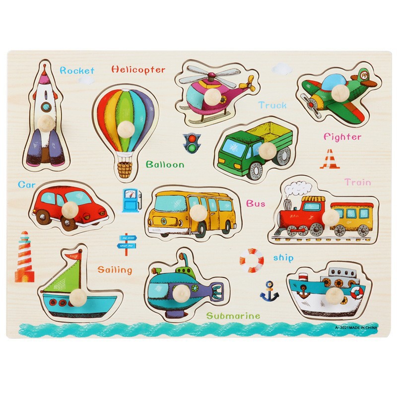On the Move! Vehicles & Transport Wooden Peg Puzzle