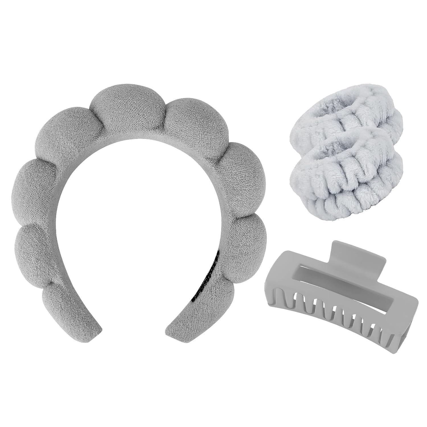 Gray Padded Headband and Hair Accessories Set