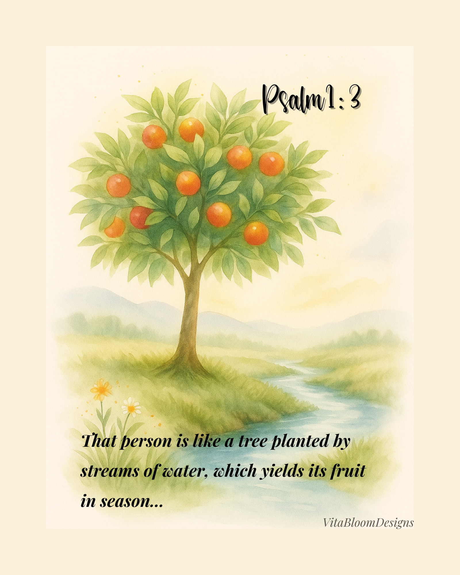 Bible Verse Wall Art – Psalm 1:3 | Christian Printable | Scripture Home Decor