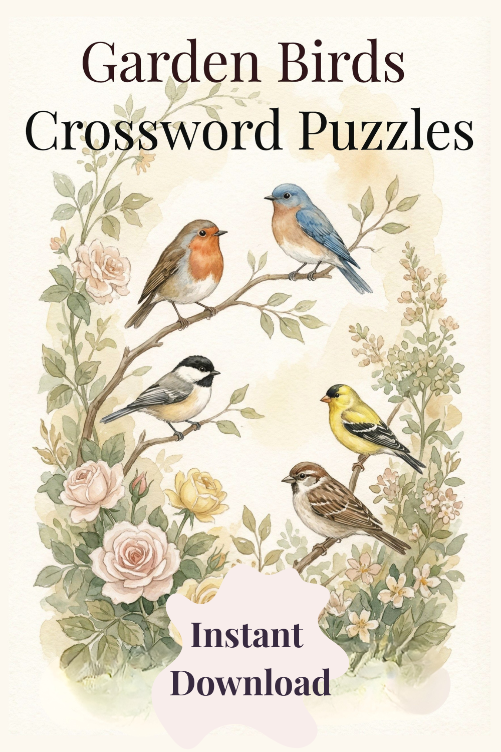 Garden Birds Crossword Puzzles for Adults & Seniors
