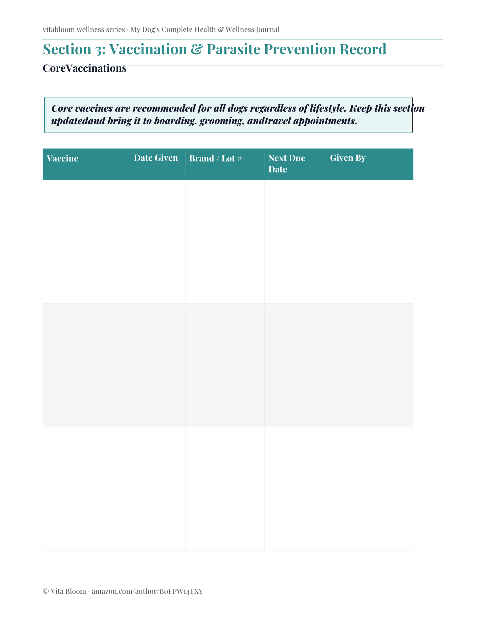 My Dog's Complete Health & Wellness Journal