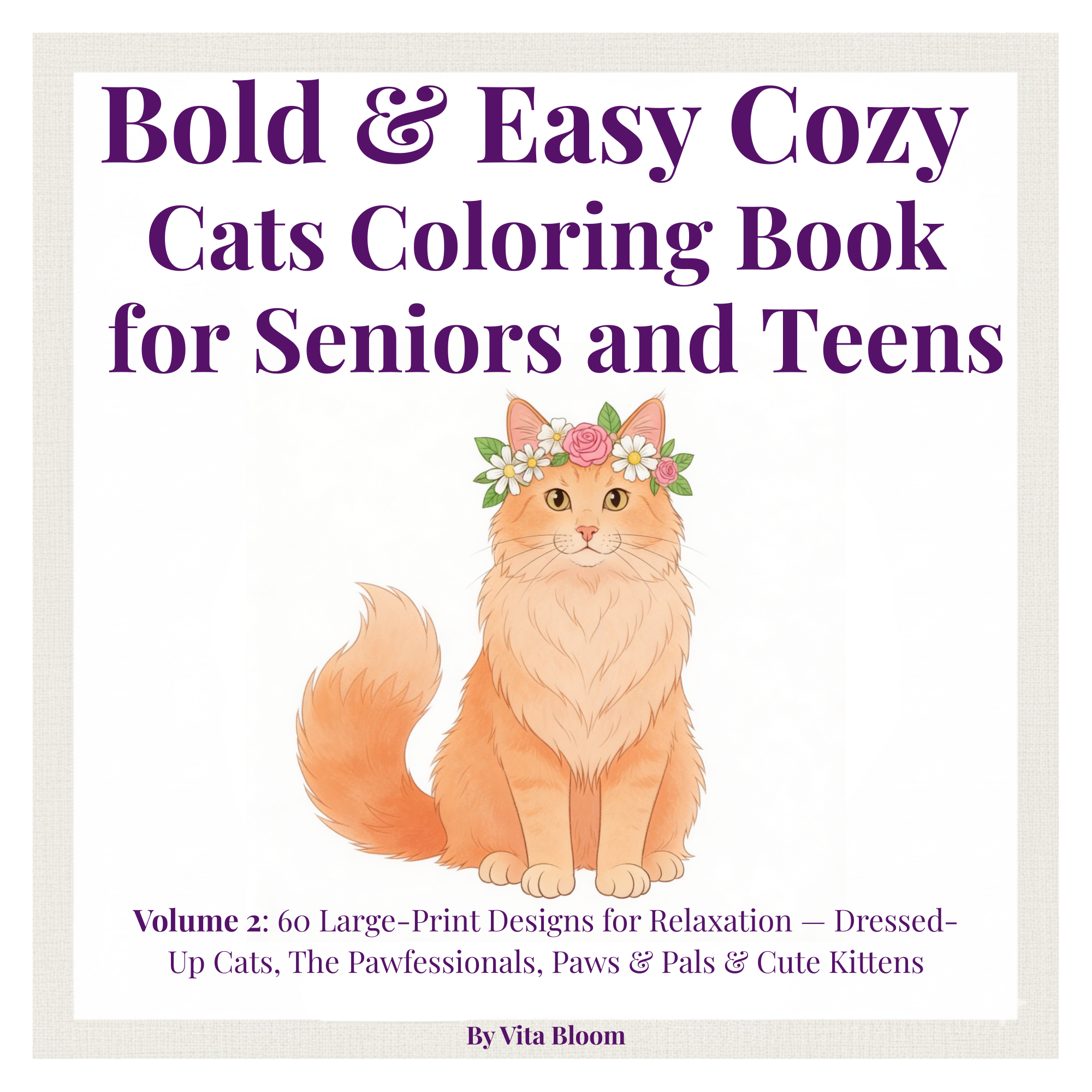 Bold & Easy Cozy  Cats Coloring Book  for Seniors and Teens