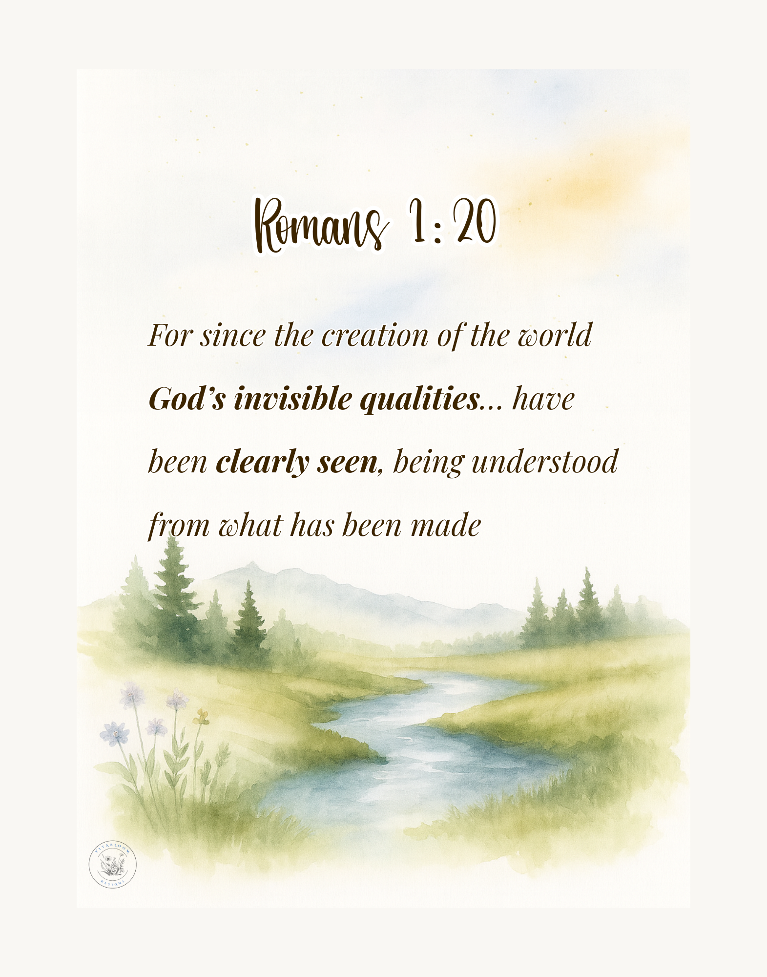 Bible Verse Wall Art – Romans 1:20 | Christian Printable Scripture | Digital Download Home Decor
