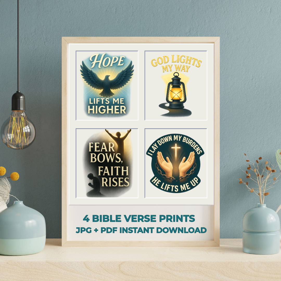 Bible Verse Wall Art – Vol 3 (4 Christian Prints, JPG + PDF, Instant Download)