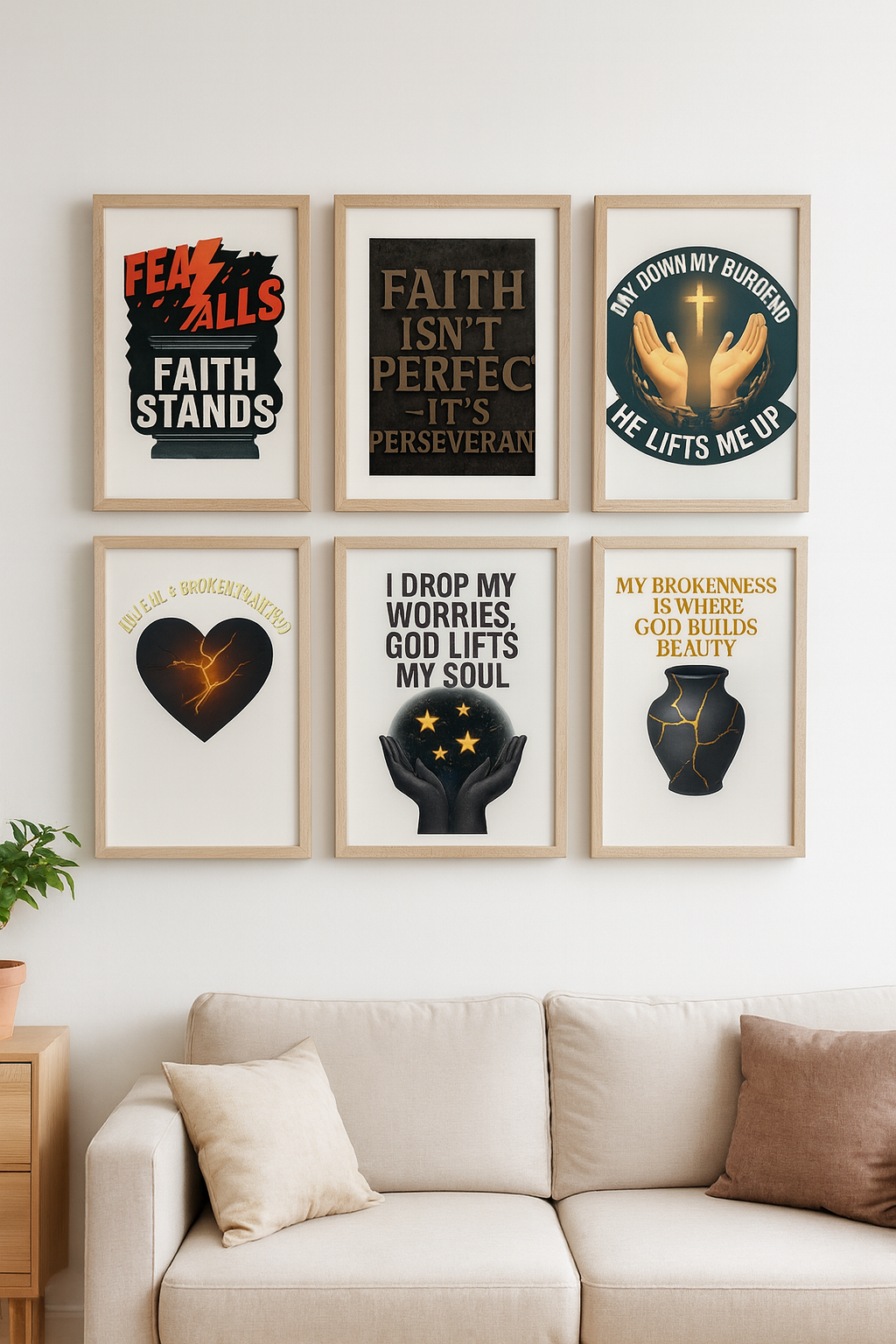 Bible Verse Wall Art – Vol1 (6 Christian Prints, JPG & PDF, 6 Sizes Each, Instant Download)