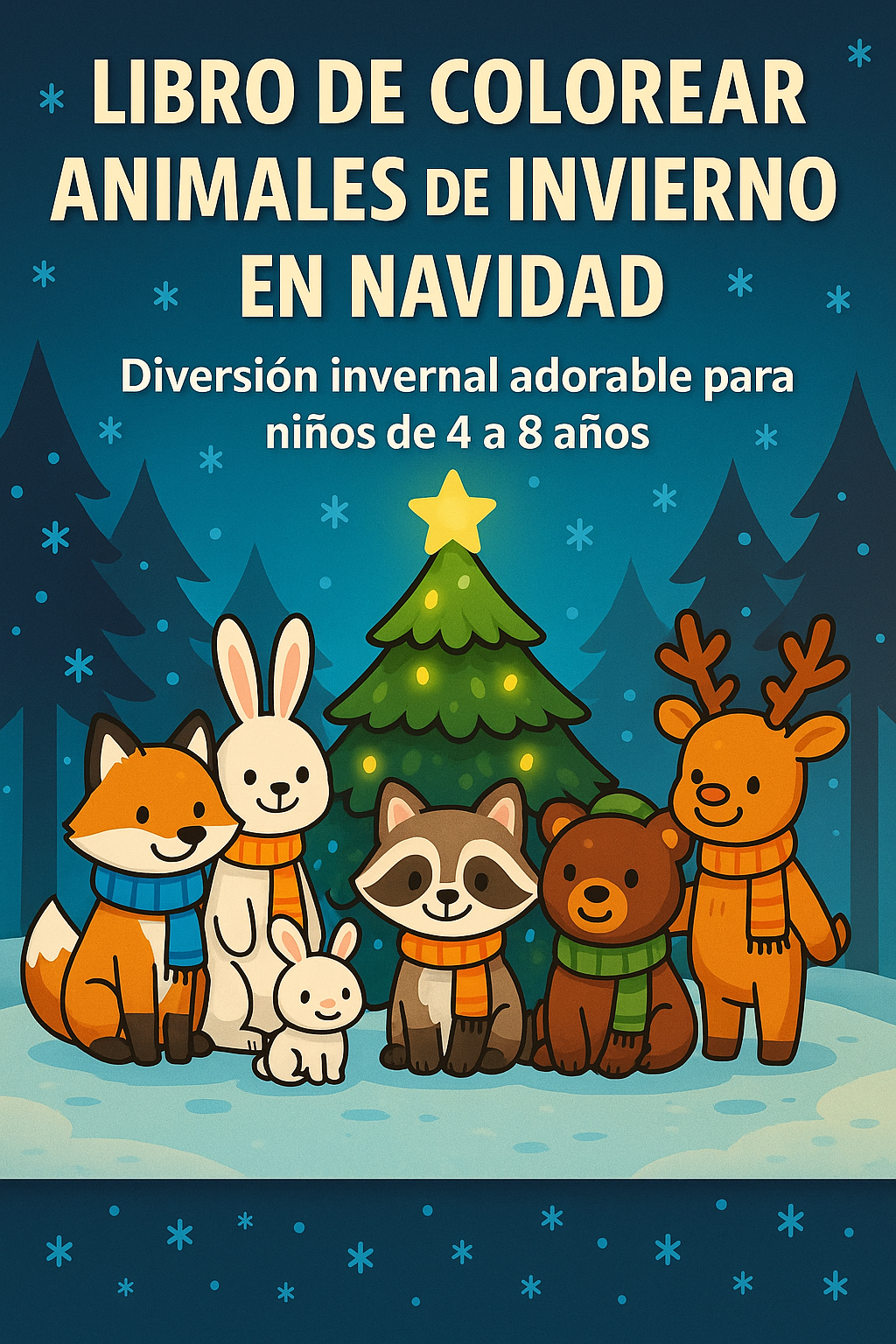 Libro de Colorear Animales de Invierno en Navidad · 50 Páginas Festivas | PDF Imprimible