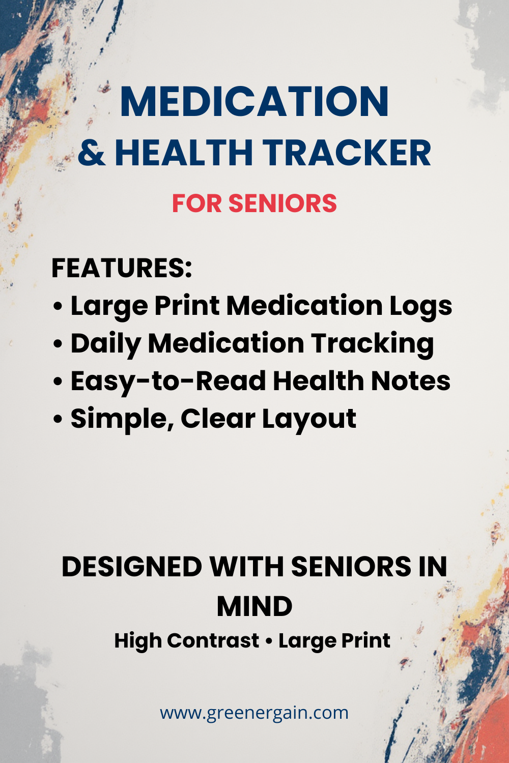 Large Print Medication Tracker – Printable PDF (US Letter) 