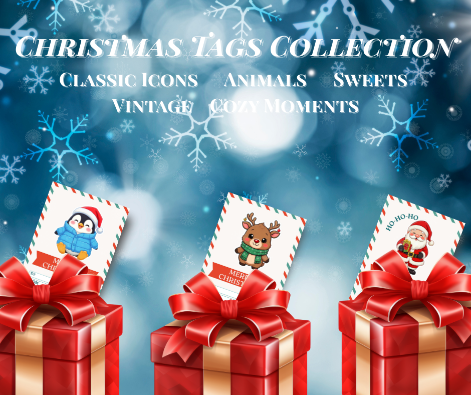 Printable Christmas Gift Tags | Vintage, Animals, Sweets & Cozy Moments | DIY Gift Wrapping PDF