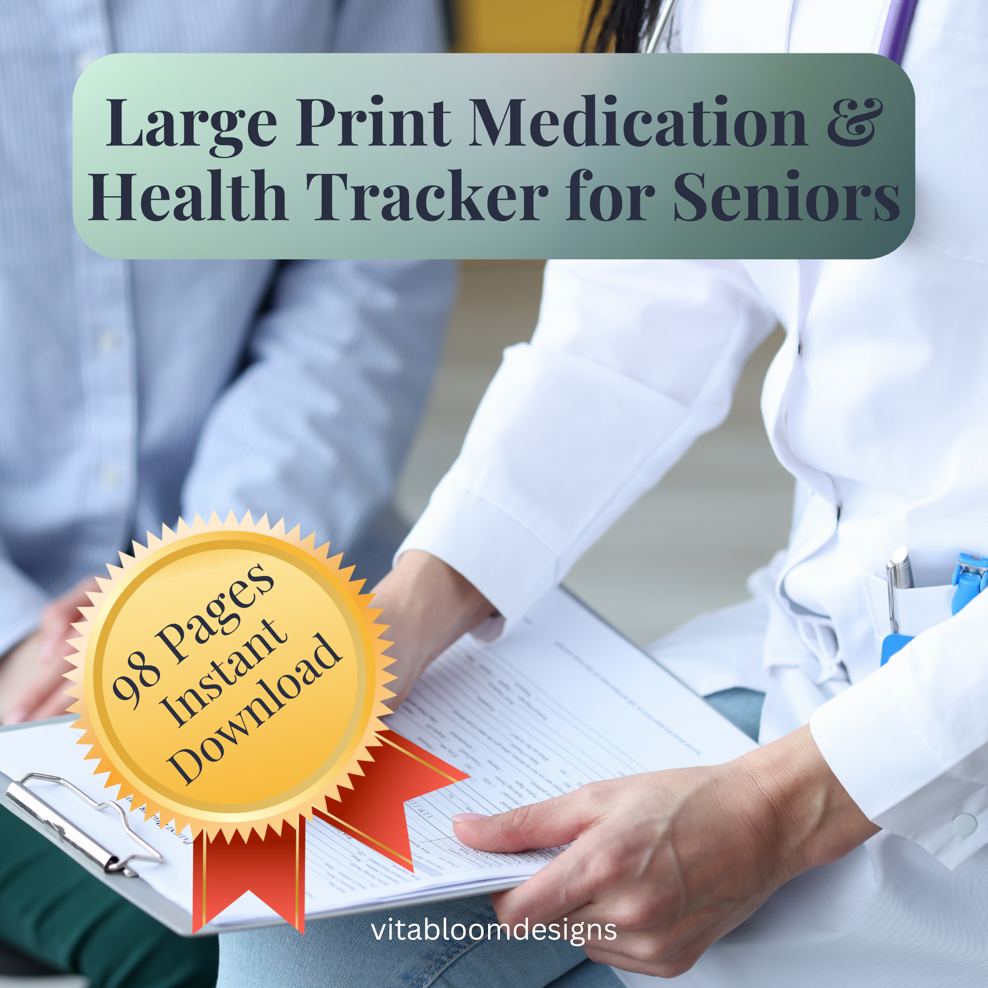 Large Print Medication & Health Tracker for Seniors (Easy-to-Read Daily Log & Blood Pressure Tracker)