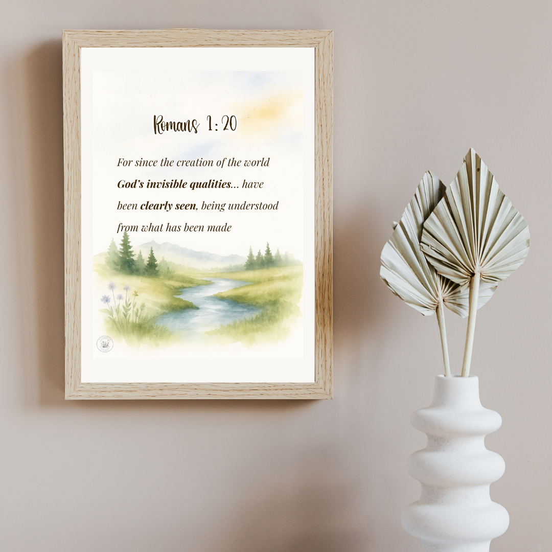 Bible Verse Wall Art – Romans 1:20 | Christian Printable Scripture | Digital Download Home Decor