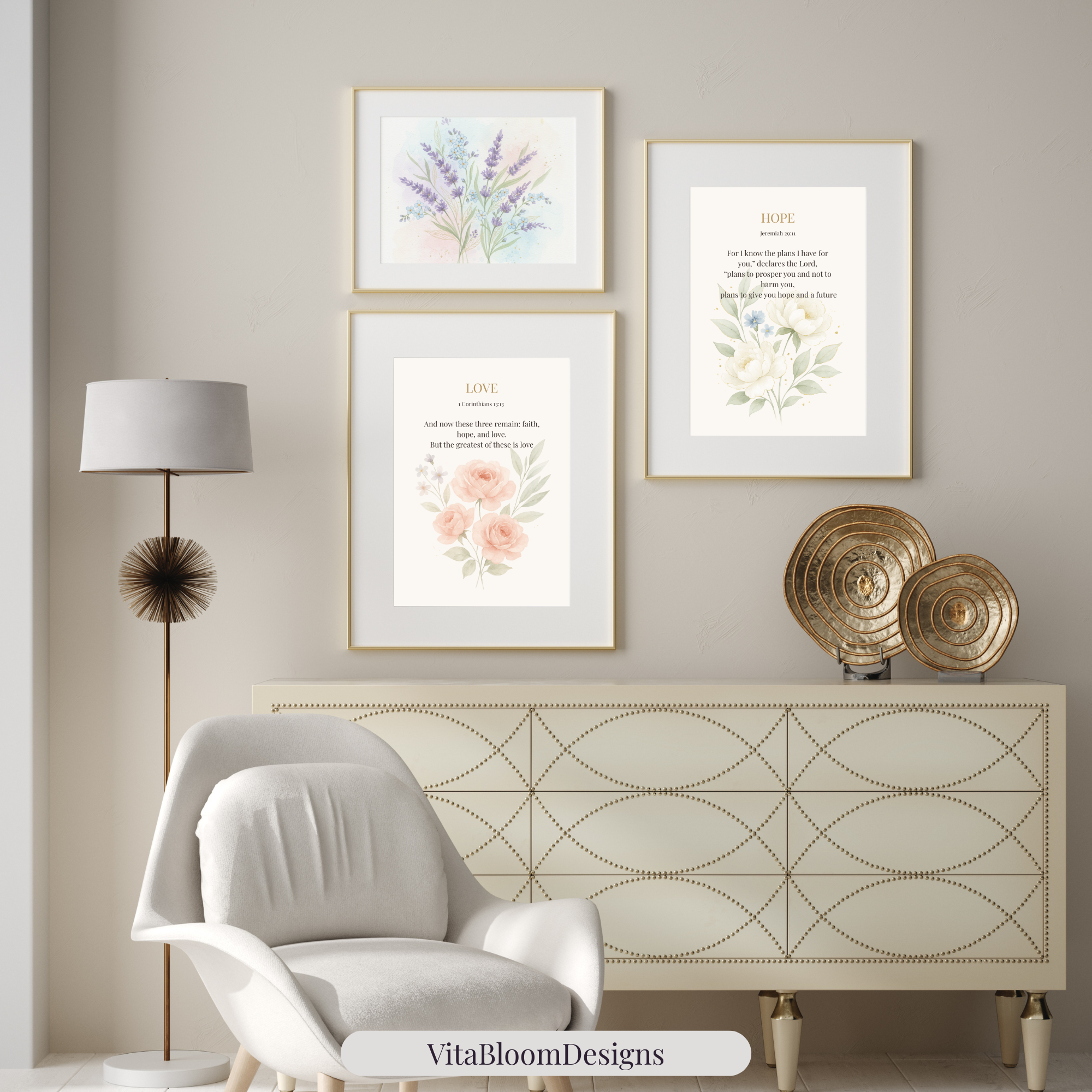 Faith Hope Love Floral Bible Verse Prints | Christian Decor (Digital Download)