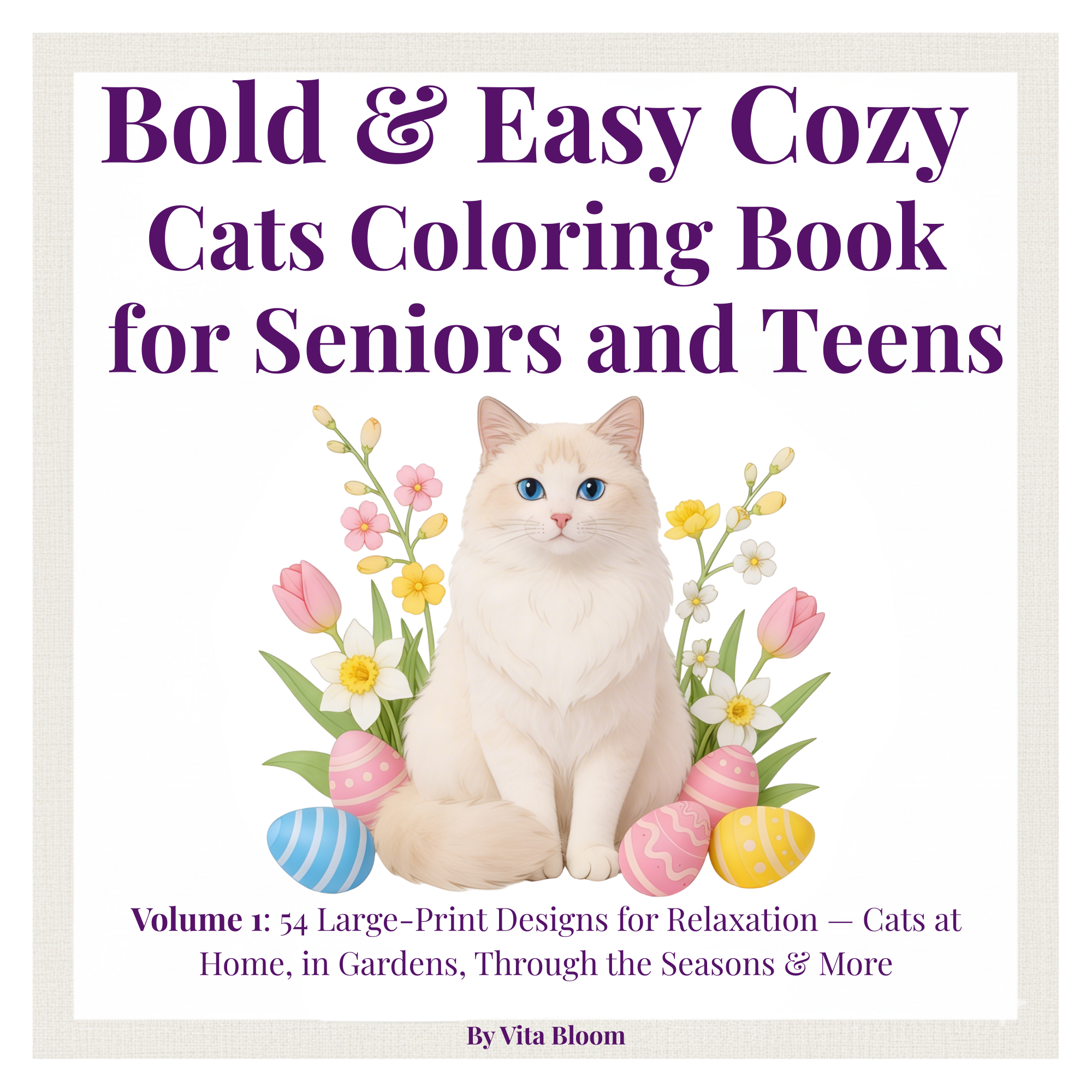 Bold & Easy Cozy  Cats Coloring Book  for Seniors and Teens