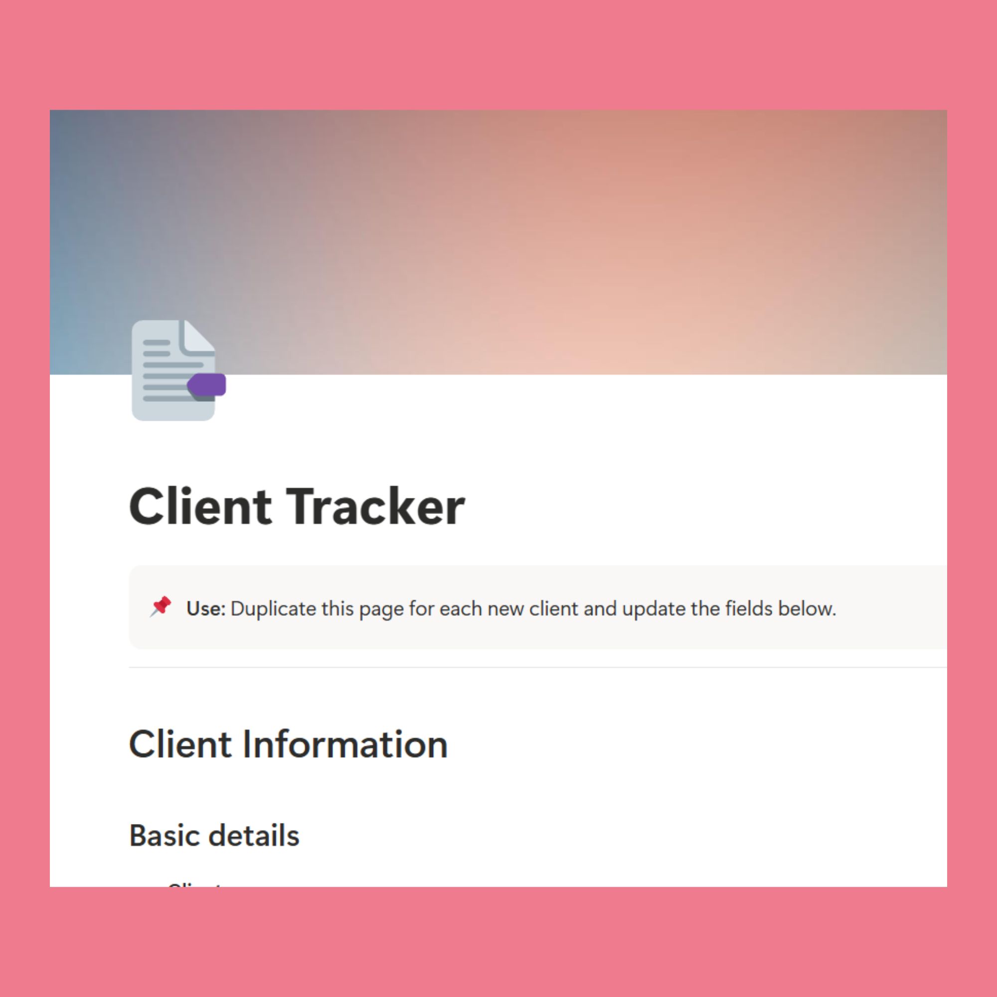 Pilates Client Tracker & Progress Dashboard for Seniors and Adults — Done-for-You Tool for Instructors — Notion Template Instant Download
