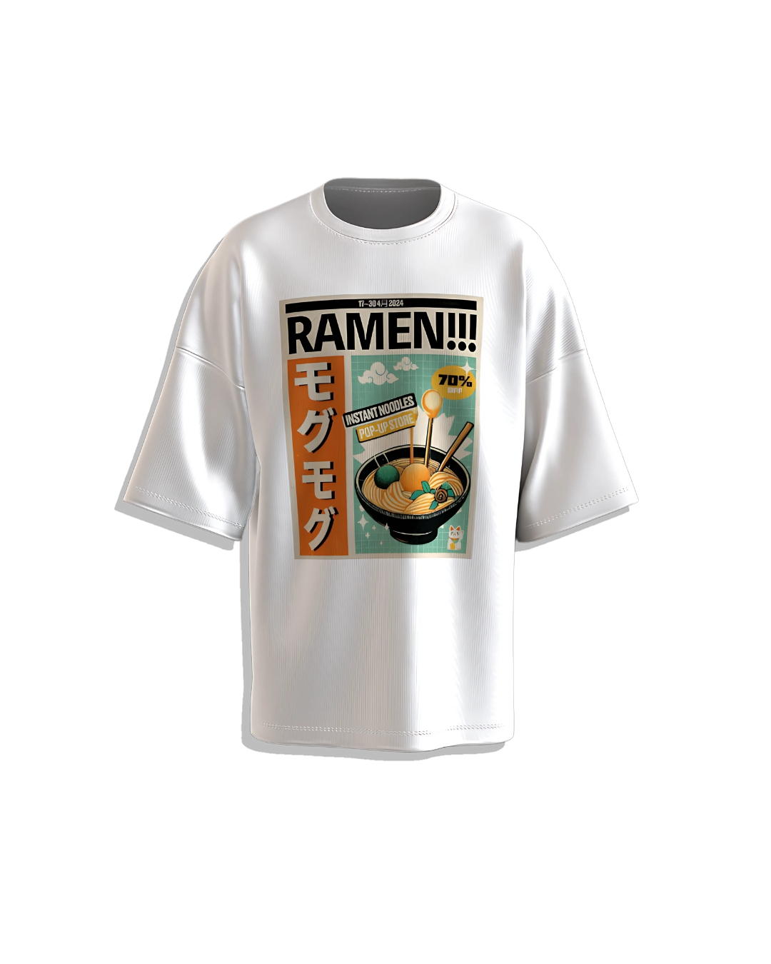 White Oversized T-Shirt with Leaf Village Symbol