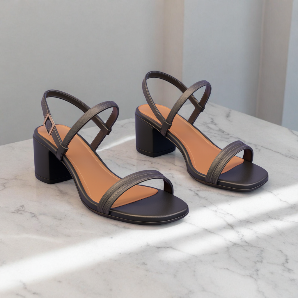 Sandália de Salto Quadrado